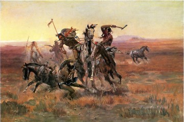 Cuando Blackfeet y Sioux conocen al estadounidense occidental Charles Marion Russell Pinturas al óleo